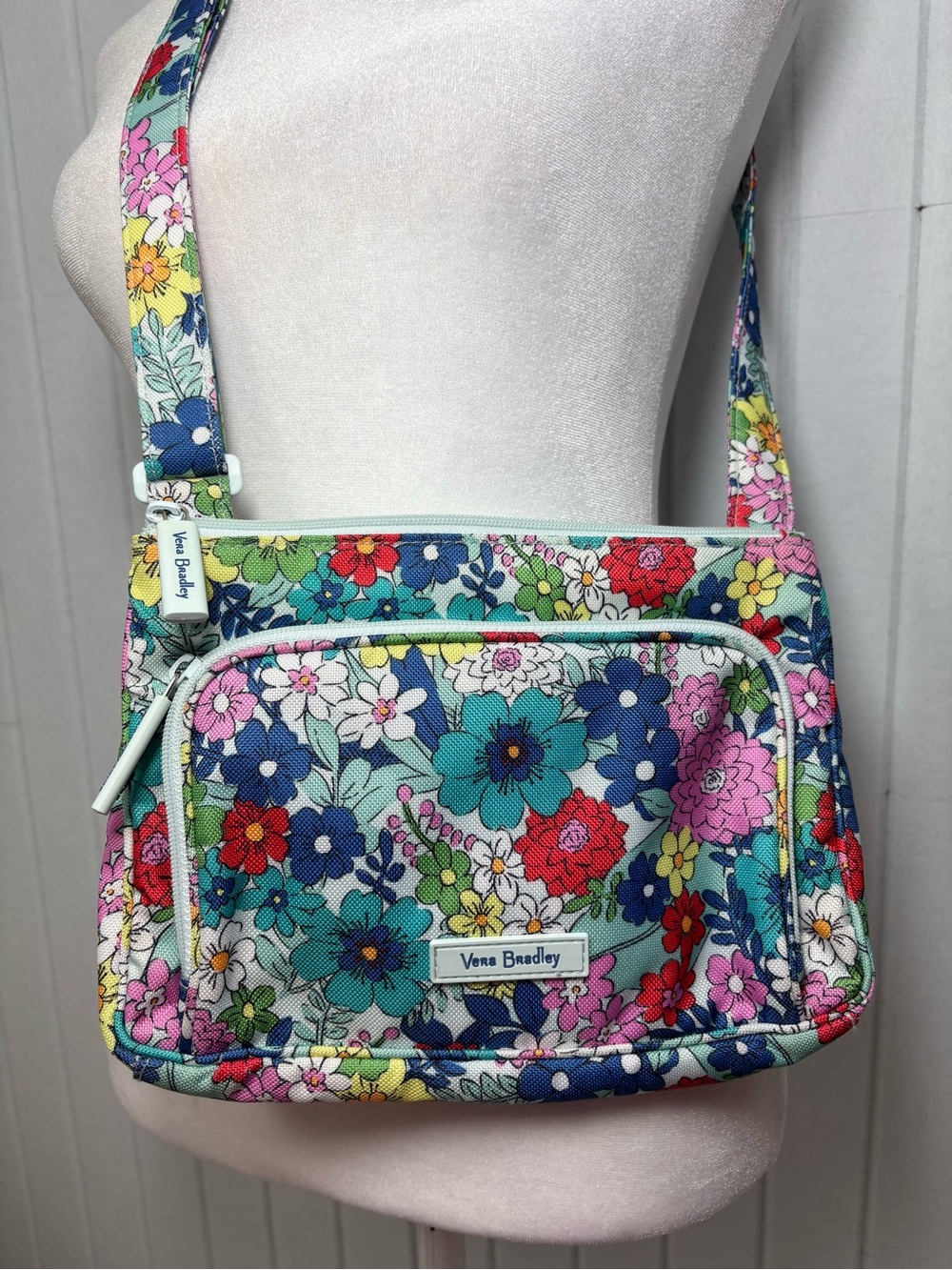 Vera‎ Bradley - Far Out Floral Floral Crossbody Bag in Teal, Pink, Blue & Yellow